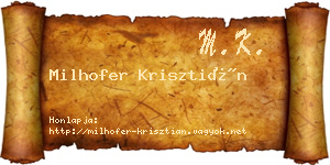 Milhofer Krisztián névjegykártya